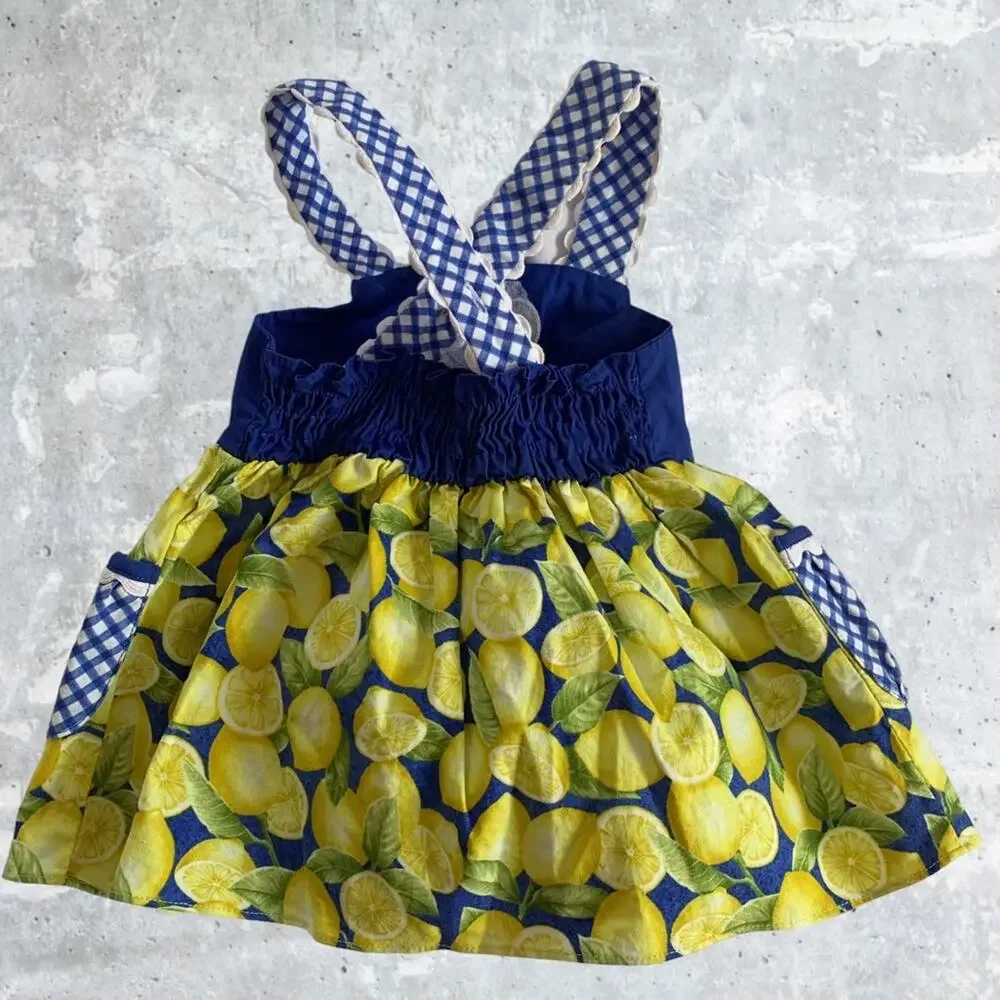 Easter Dress Size 2T Lemon 🍋 Polka Dot Cotton Dress Letter L - Picture 5 of 10
